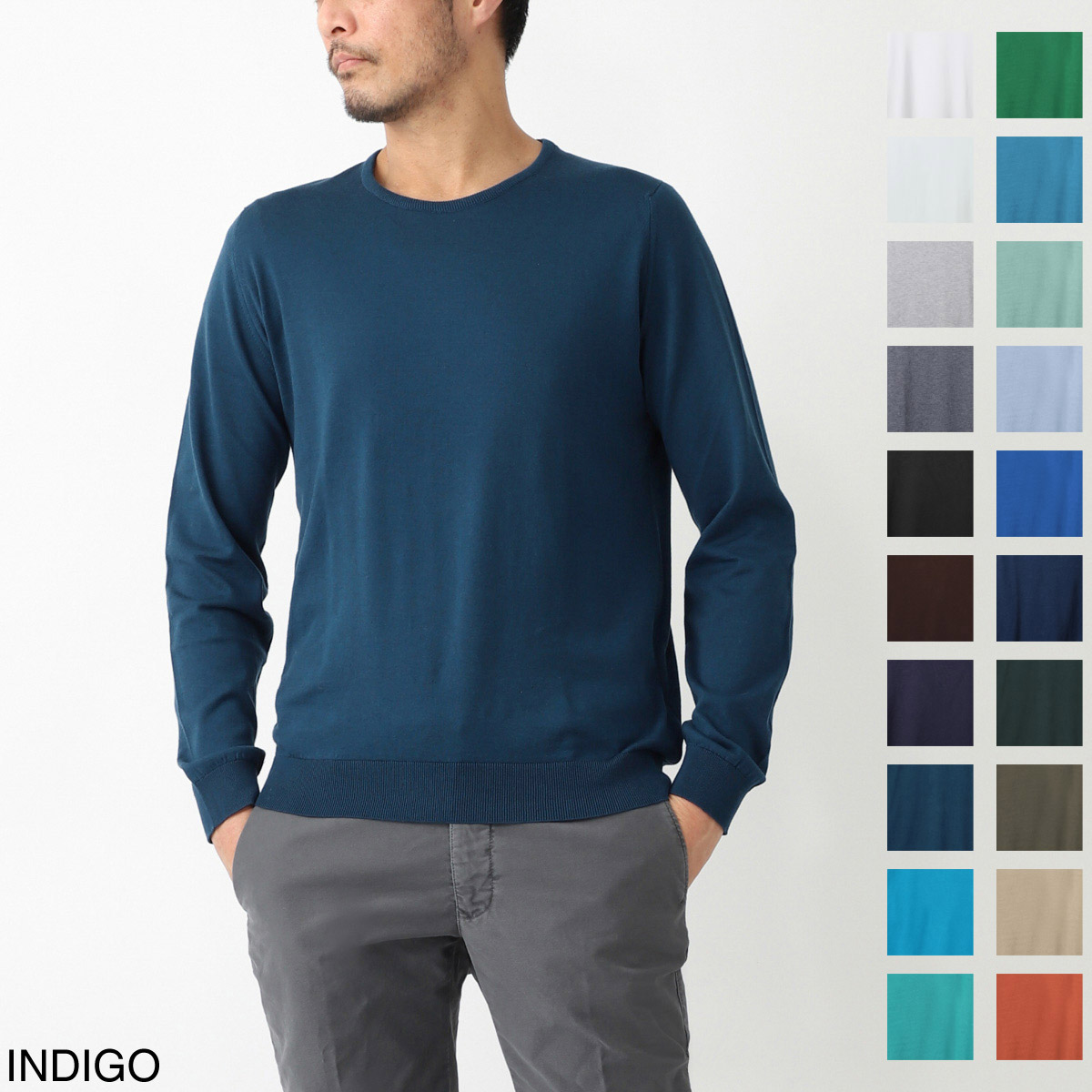 ジョンスメドレー / JOHN SMEDLEY / クルーネック ニット / HATFIELD シーアイランドコットン 30ゲージ STANDARD FIT / WHITE ホワイト hatfield