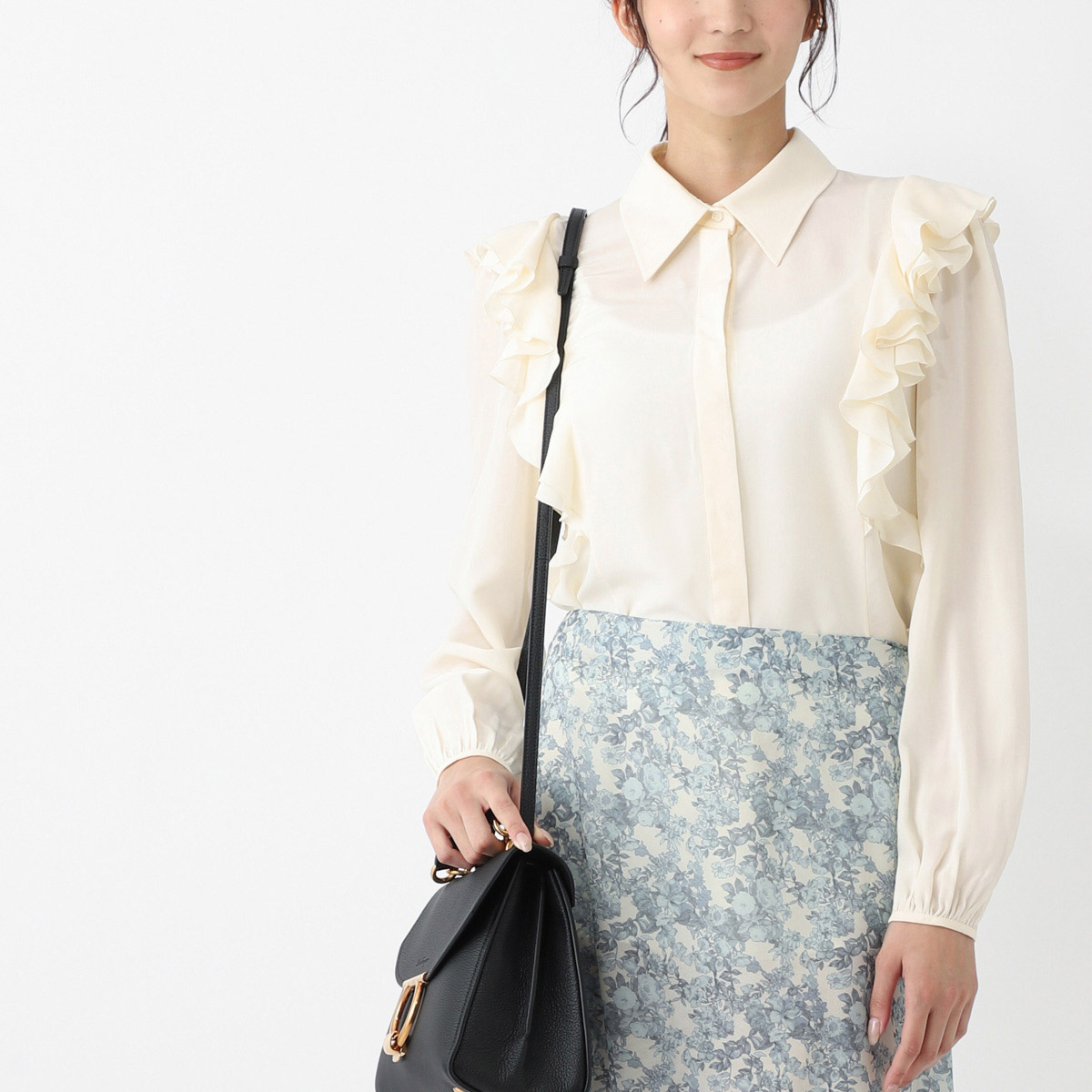 クロエ / Chloe / 長袖 ブラウス / RUFFLED BLOUSE / COCONUTMILK ホワイト / chc23sht15004 103 coconutmilk / レディース【返品