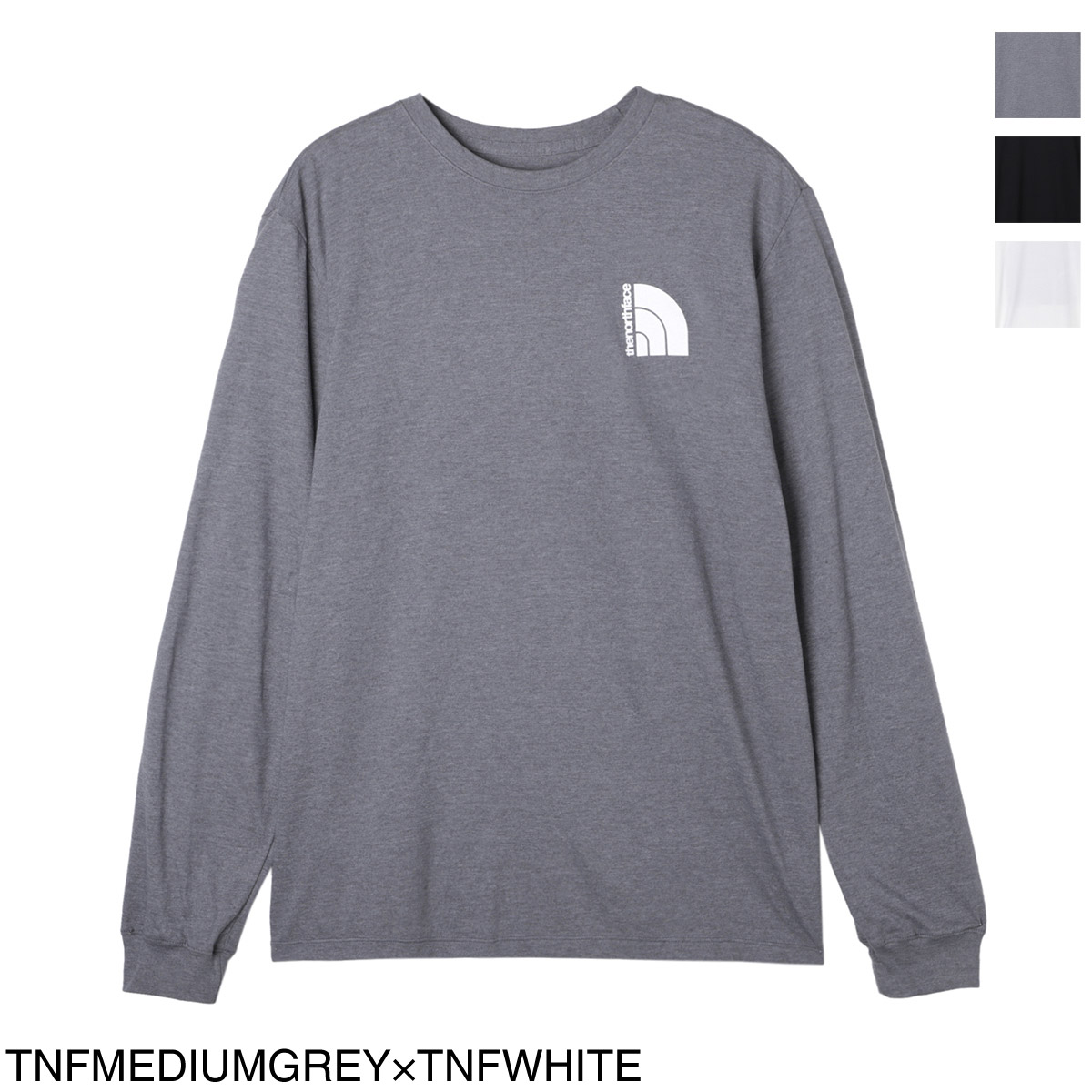 ノースフェイス / THE NORTH FACE / クルーネック 長袖Tシャツ / MENS L/S JUMBO HALF DOME TEE / TNFMEDIUMGREY×TNFWHITE グレー