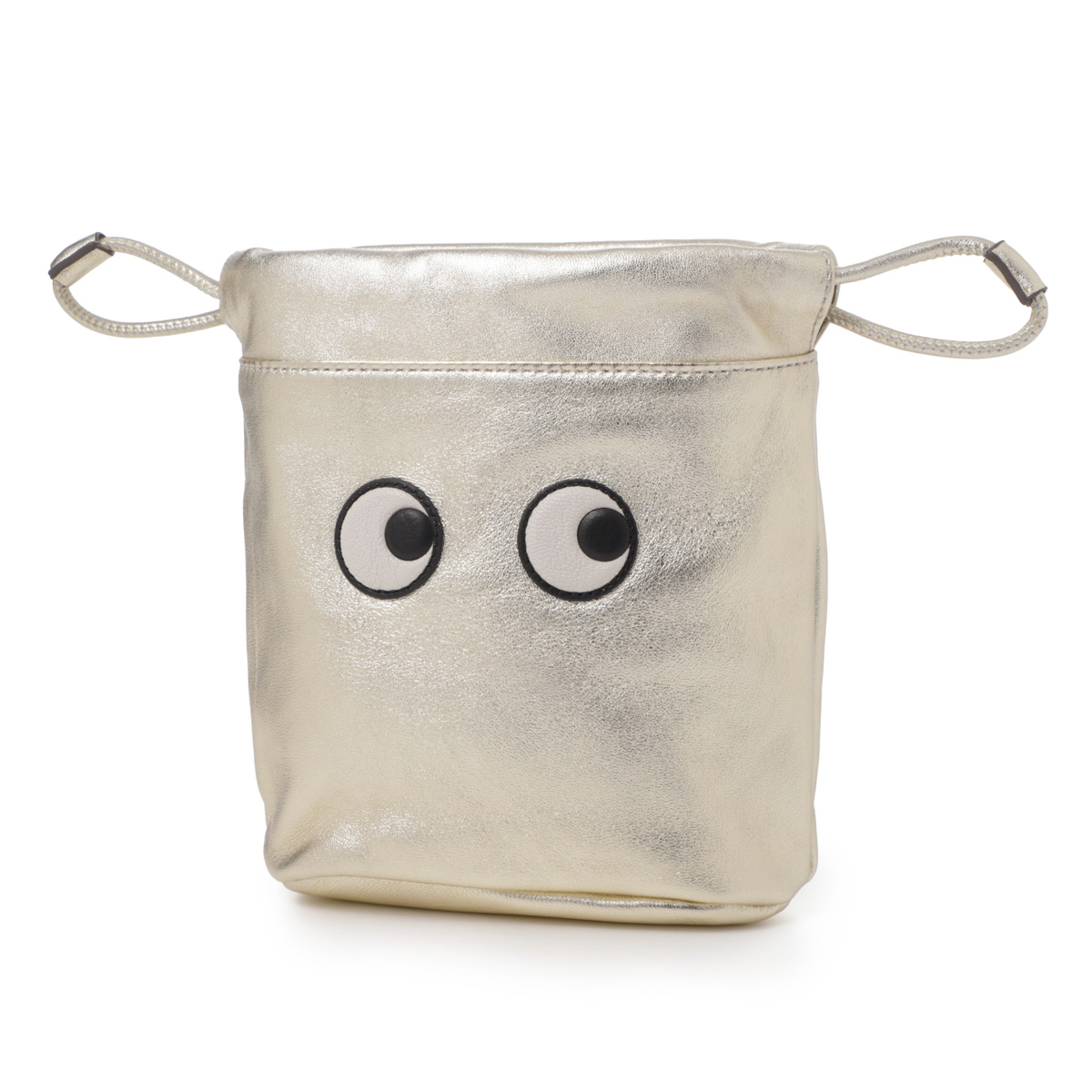 [あす着] アニヤ・ハインドマーチ ANYA HINDMARCH ポーチ レディース DRAWSTRING POUCH EYES IN METALLIC NAPPA
